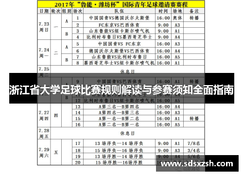 浙江省大学足球比赛规则解读与参赛须知全面指南